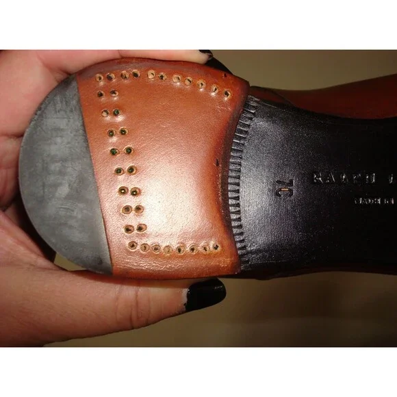 New Womens 7 8 8.5 NIB Ralph Lauren Collection Rexford Brown Leather Boot Italy